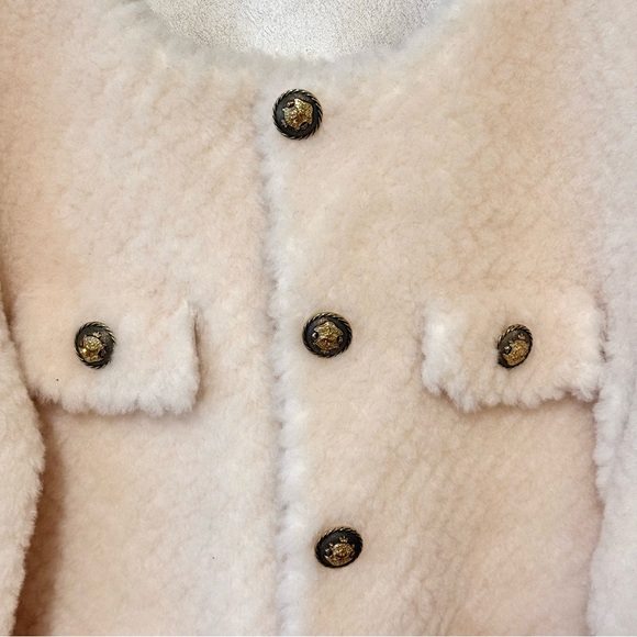 Cream Fuzzy Button-Front Jacket - Picture 5 of 13